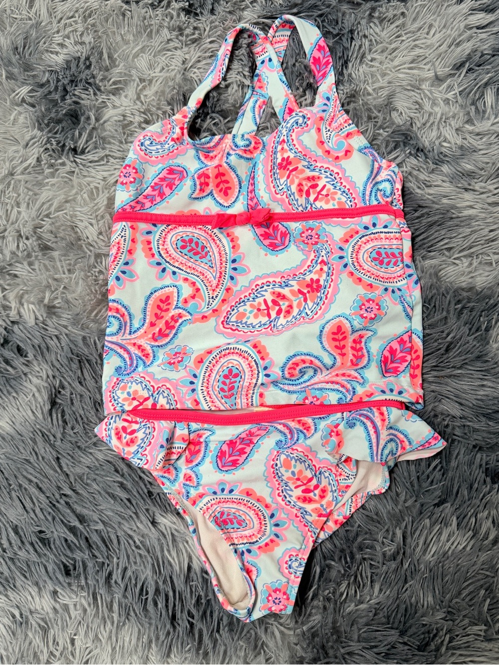 OshKosh Bgosh 3T Girls tankini bathing suit set Swimsuit Bright Paisley beach